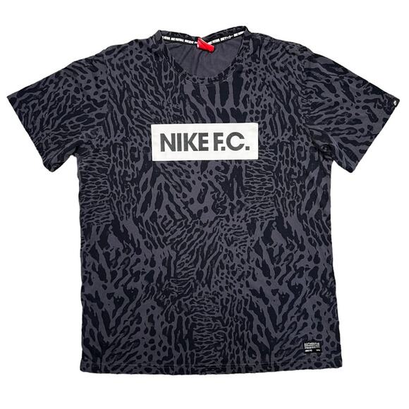 Nike F.C. Summer 2015 Soccer Wild Glory Black Grey Leopard T-Shirt Mens Large - Picture 1 of 7
